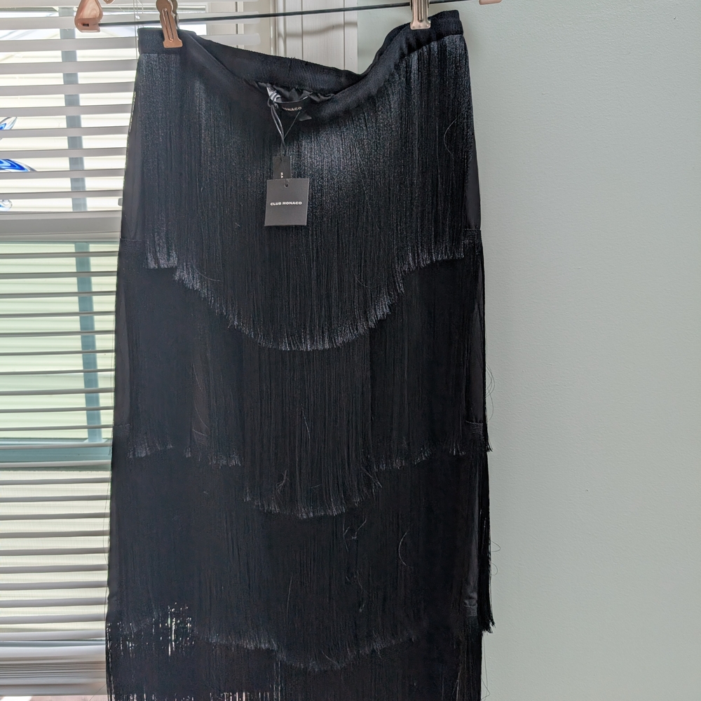 Club Monaco Black Tiered Pencil Skirt Midi